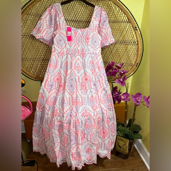 Lilly Pulitzer NWT Katalina Midi Eyelet Dress Sunset Dreamer Eyelet $348 Size 14 Lilly Pulitzer NWT Katalina Midi Eyelet Dress Sunset Dreamer Eyelet $348 Size 14